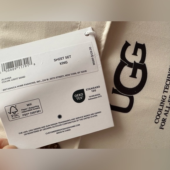 NWT UGG $130 King Sheet Set plus 2 pillow cases Cooling Tehnologie all seasons! - Picture 6 of 9